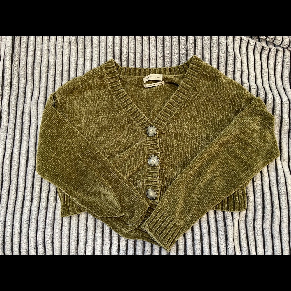 Green UO chenille cropped sweater size XS